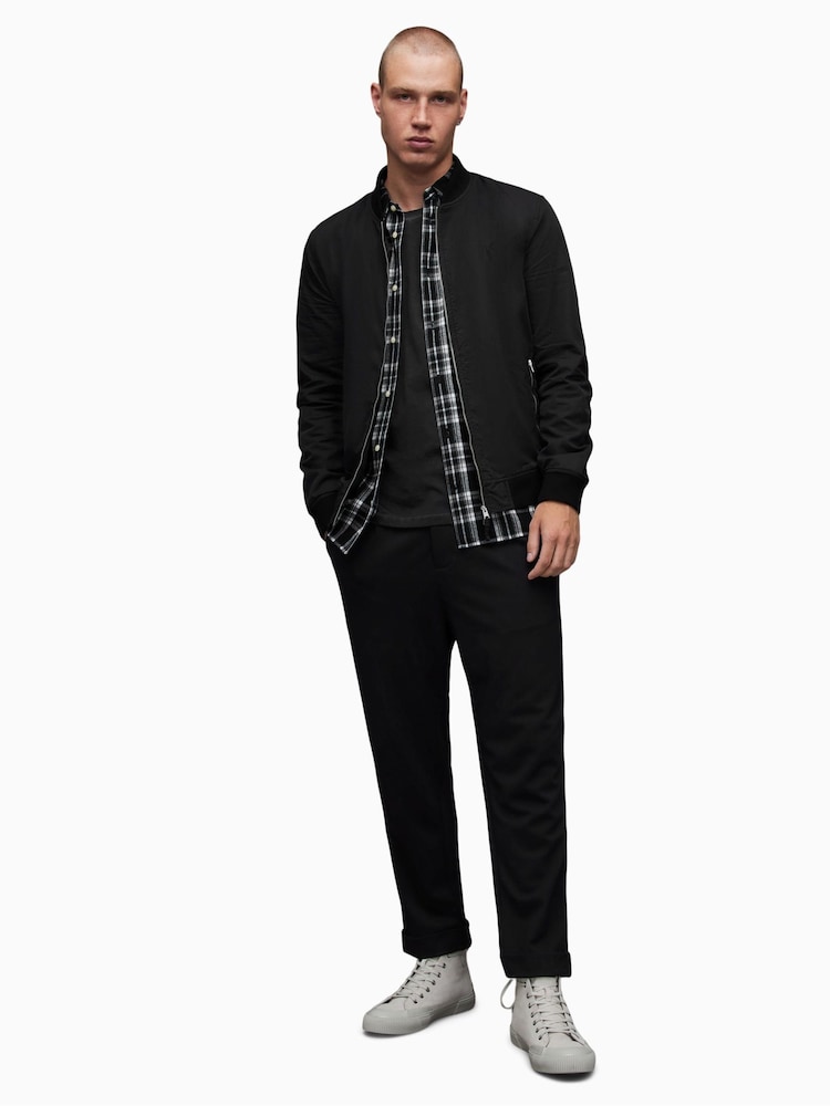 AllSaints Black Bassett Bomber Jacket - Image 3 of 6