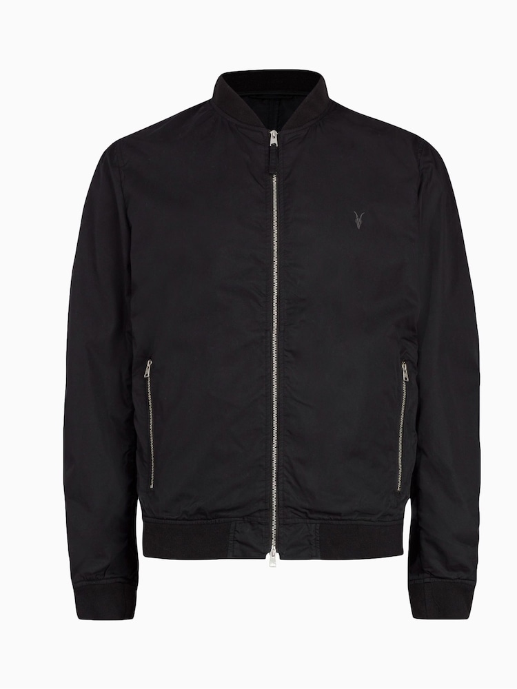 AllSaints Black Bassett Bomber Jacket - Image 6 of 6