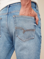Hellblau - Straight Fit - Denim-Jeans mit Vintage-Waschung - Bild 2 von 4