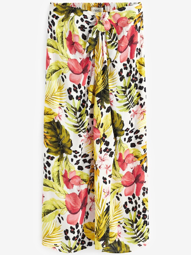 White Tropical Midi Sarong Skirt - Image 2 of 2