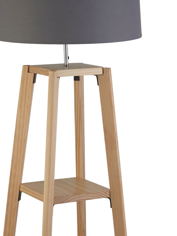 Searchlight Natural Smythe Wood Finish Shelf Floor Lamp - Image 3 of 3 Searchlight Natural Smythe Wood Finish Shelf Floor Lamp - Image 3 of 3