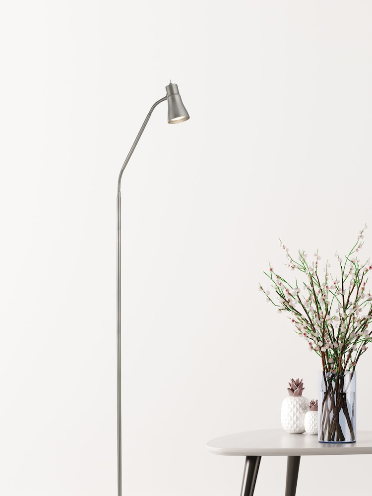 Searchlight Satin Silver Professor Floor Lamp With Flexi Head - Image 1 of 3