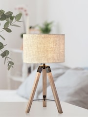 Searchlight Duke Black/Oatmeal Tripod Table Lamp - Image 1 of 3