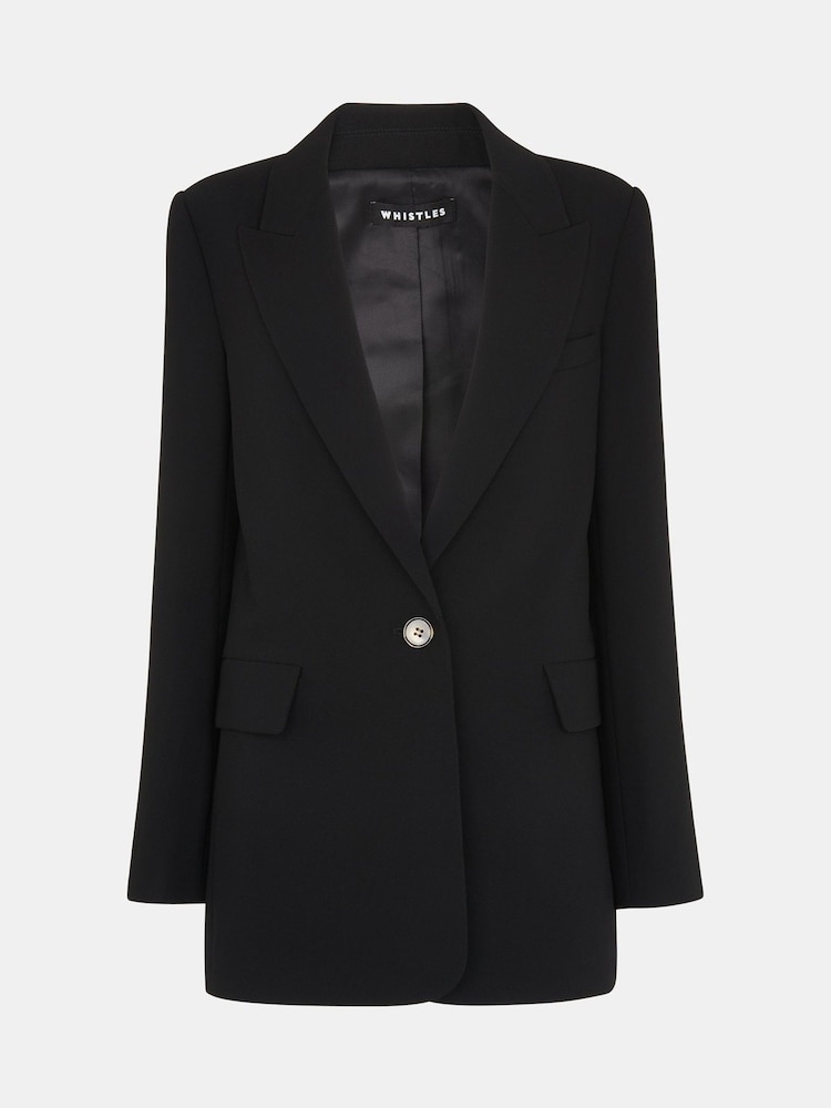 Whistles Black Boyfriend Crepe Blazer - Image 2 of 2