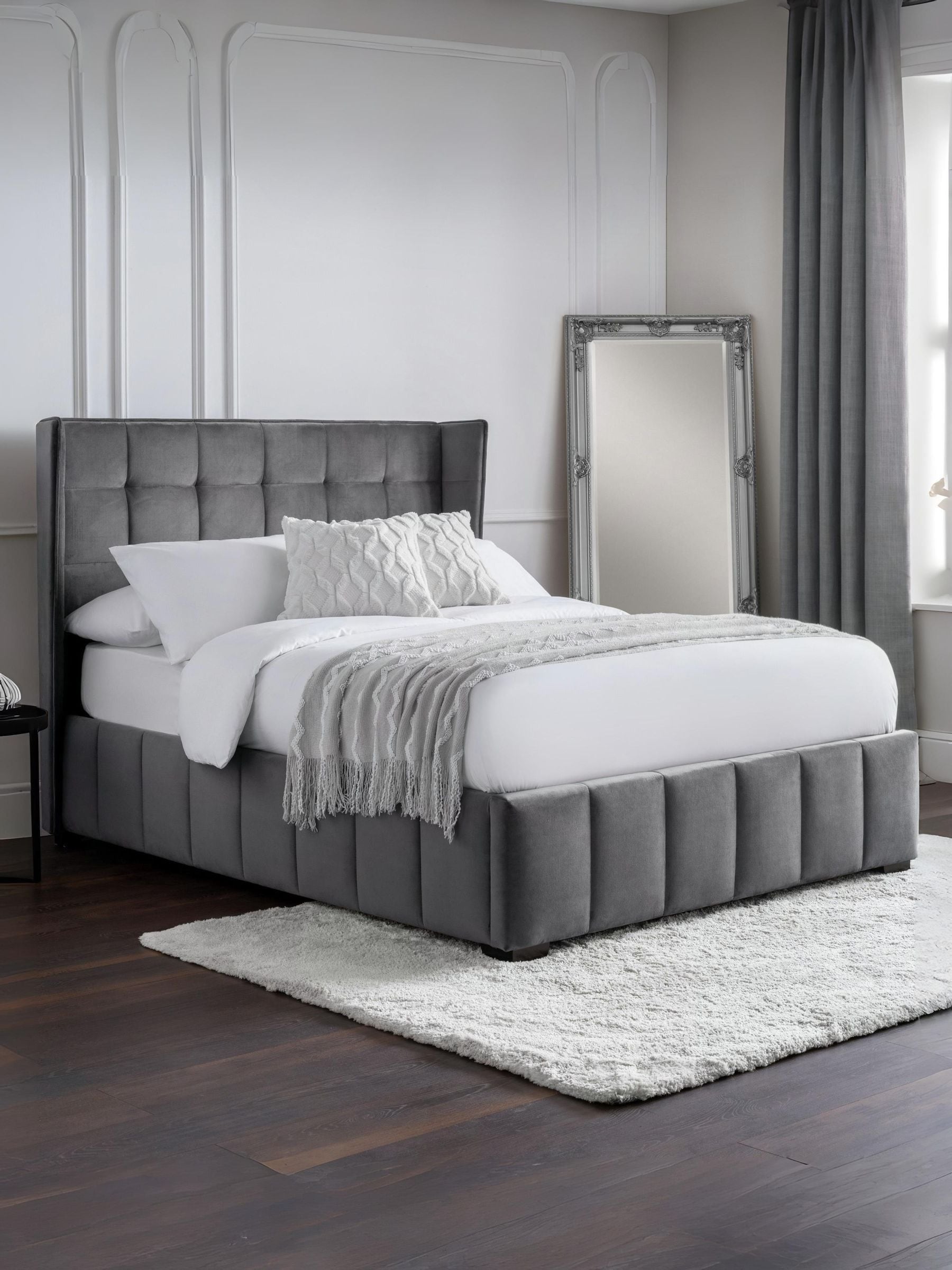 Julian Bowen Gatsby King Size Light Grey Velvet Bed Frame - Image 5