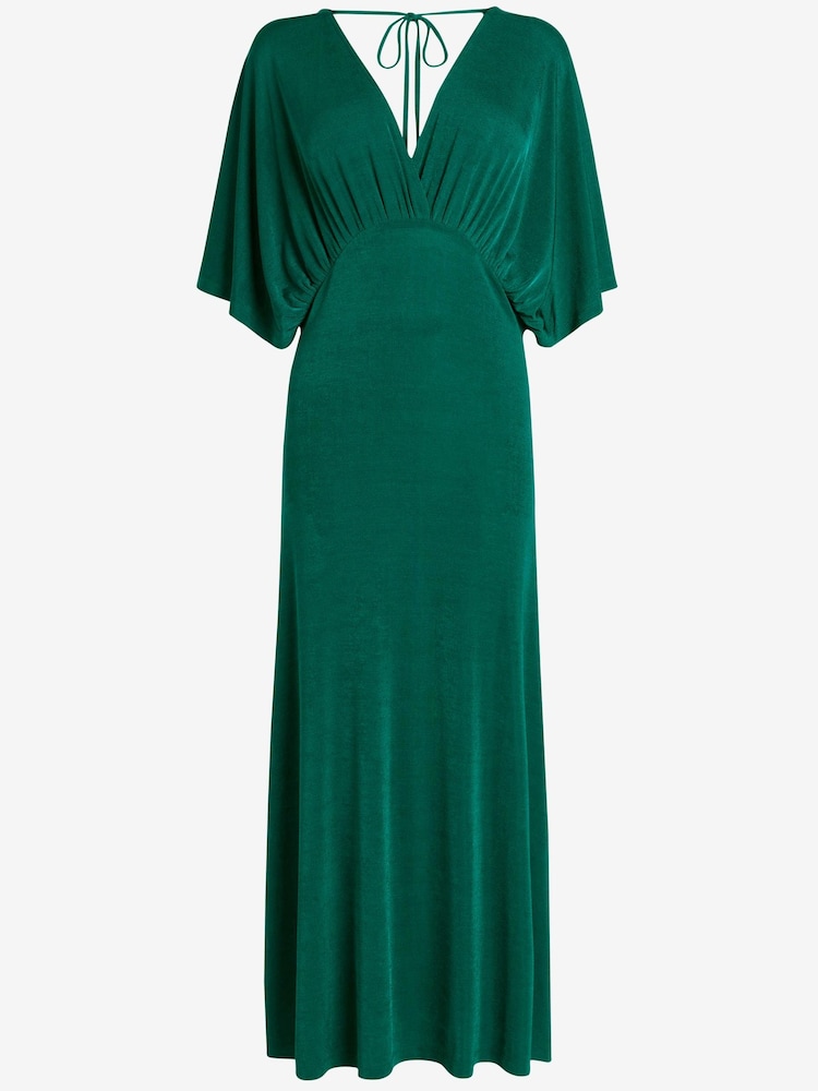 Dark Green Volume Sleeve Midi Dress - Image 3 of 3