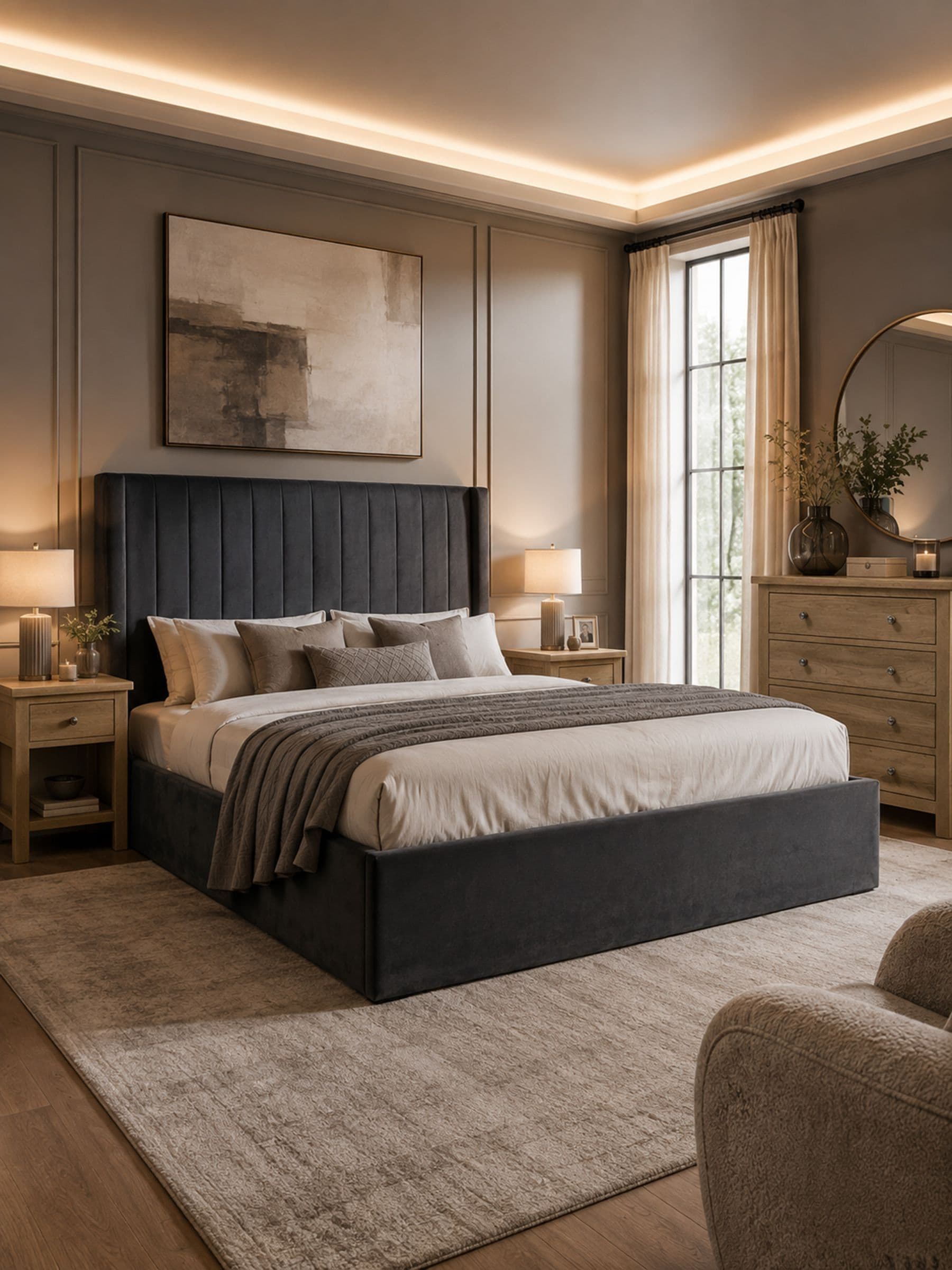 Julian Bowen Langham Super King Grey Storage Ottoman Bed - Scalloped Headboard - Ample Storage - Image 6