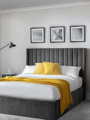 Julian Bowen Grey Langham Scalloped Headboard Storage Bed - Image 1 of 4