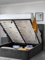 Julian Bowen Grey Langham Scalloped Headboard Storage Bed - Image 2 of 4