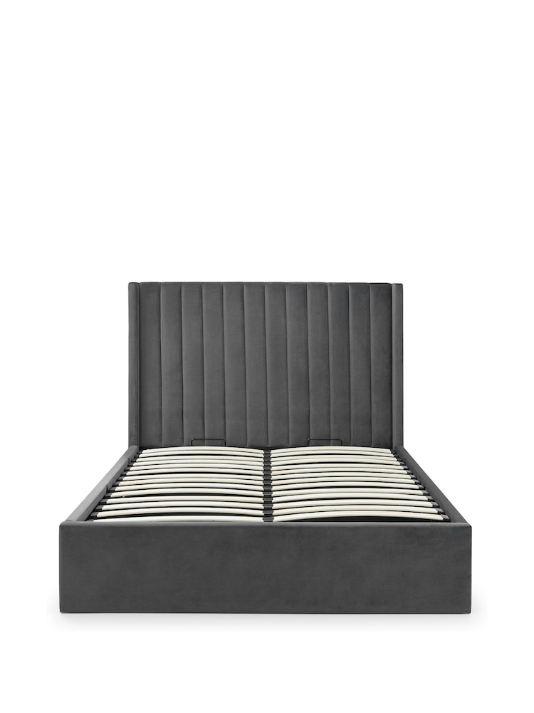 Julian Bowen Grey Langham Scalloped Headboard Storage Bed - Image 4 of 4