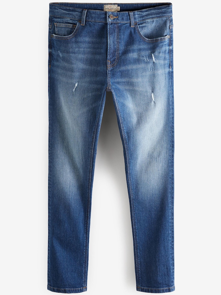 Light Blue Skinny Fit Ripped Stretch Jeans - Image 2 of 4