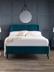 Julian Bowen Blue Frida Curved Velvet Bed - Image 1 of 6
