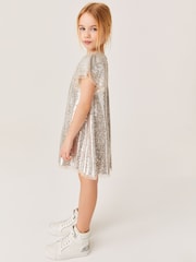 Mint Velvet Gold Sequin Ruffle Dress - Image 2 of 7