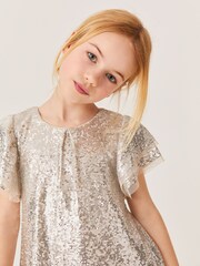 Mint Velvet Gold Sequin Ruffle Dress - Image 4 of 7
