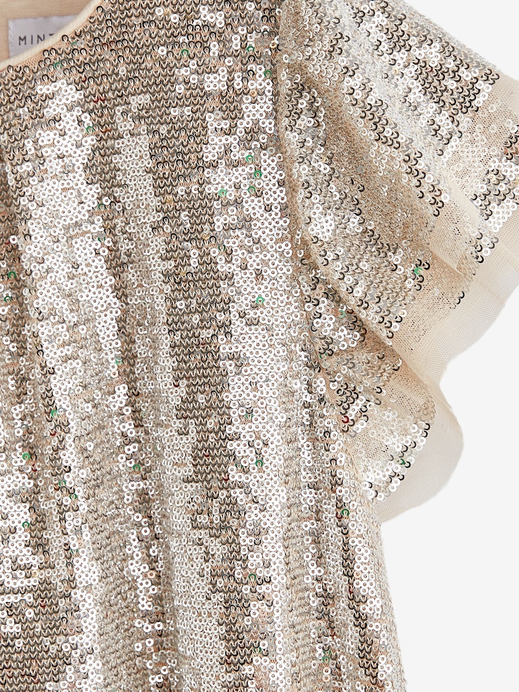 Mint Velvet Gold Sequin Ruffle Dress - Image 7 of 7