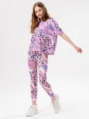 Hype. Pink Abstract Leopard Drop Shoulder Boxy T-Shirt - Image 3 of 7