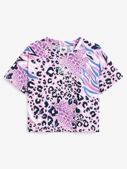 Hype. Pink Abstract Leopard Drop Shoulder Boxy T-Shirt - Image 5 of 7