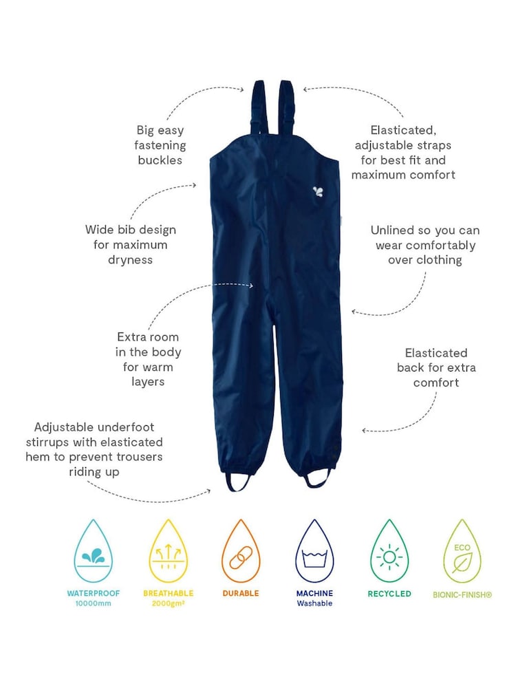 Muddy Puddles Navy Blue Originals Waterproof Dungarees - Image 4 of 4