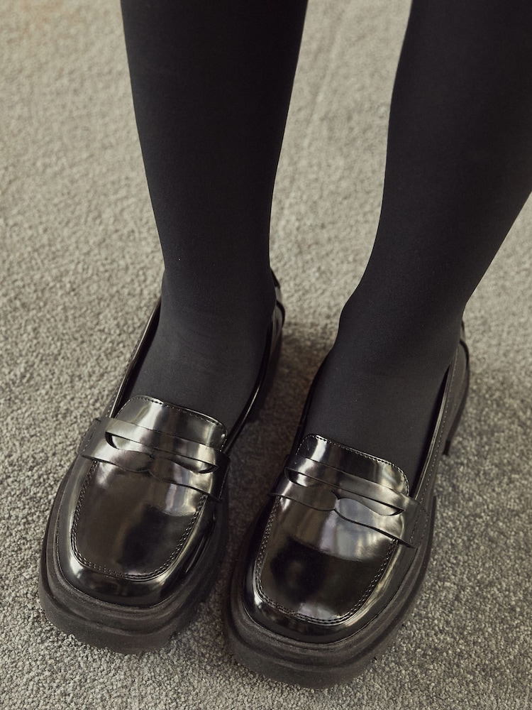 Schwarz - Klobige Loafers für die Schule - Bild 2 von 7