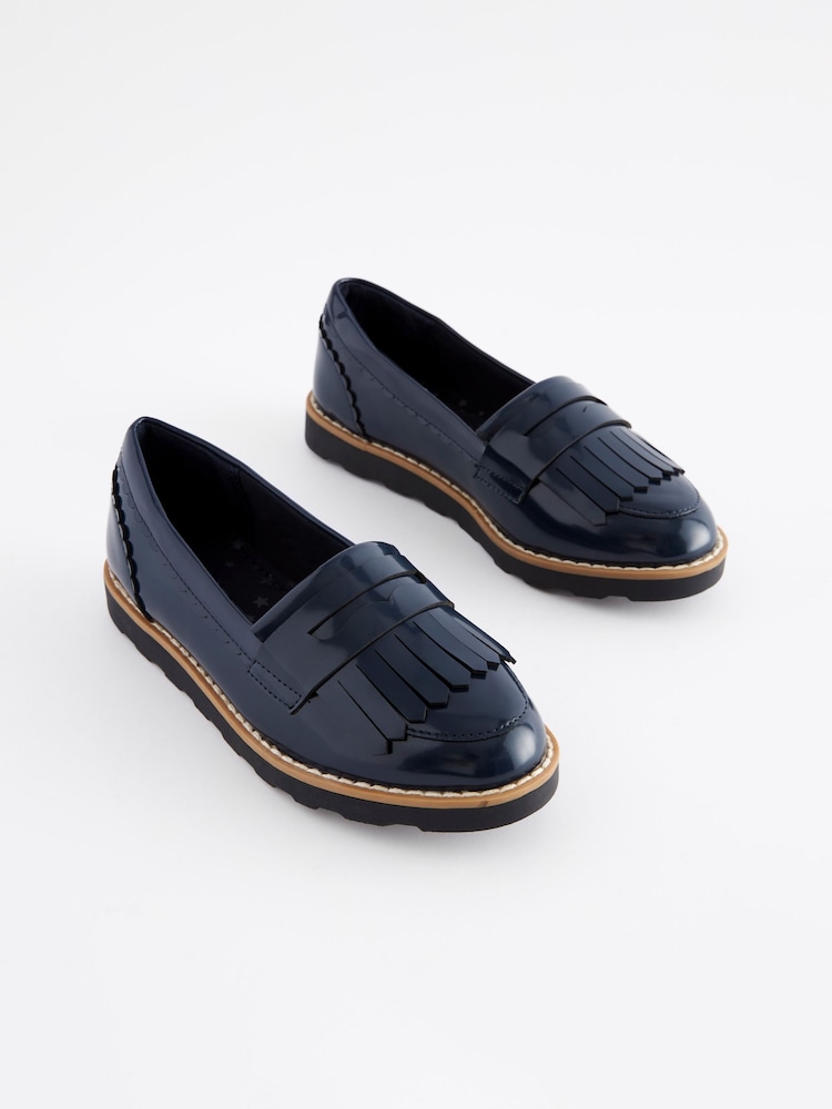 Navy Blue Standard Fit (F) School Tassel Loafers - Image 1 of 6