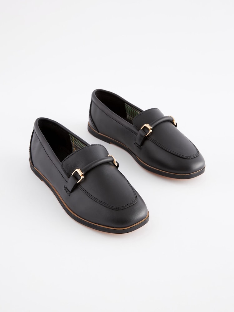 Black Leather Chain Loafers - Image 1 of 5