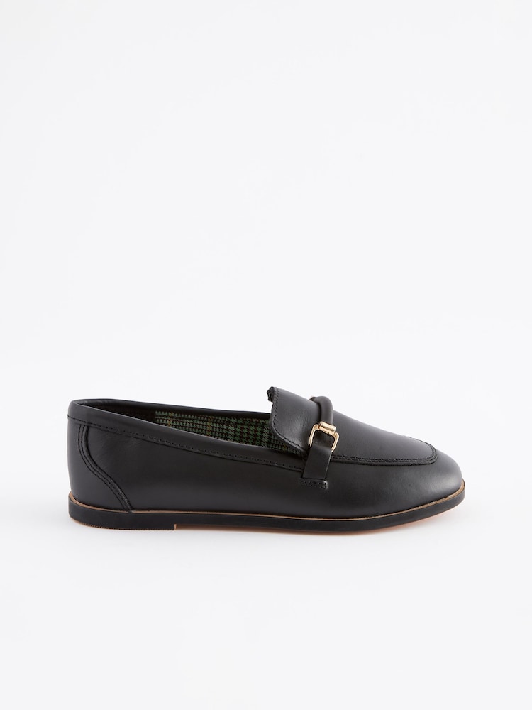 Black Leather Chain Loafers - Image 2 of 5