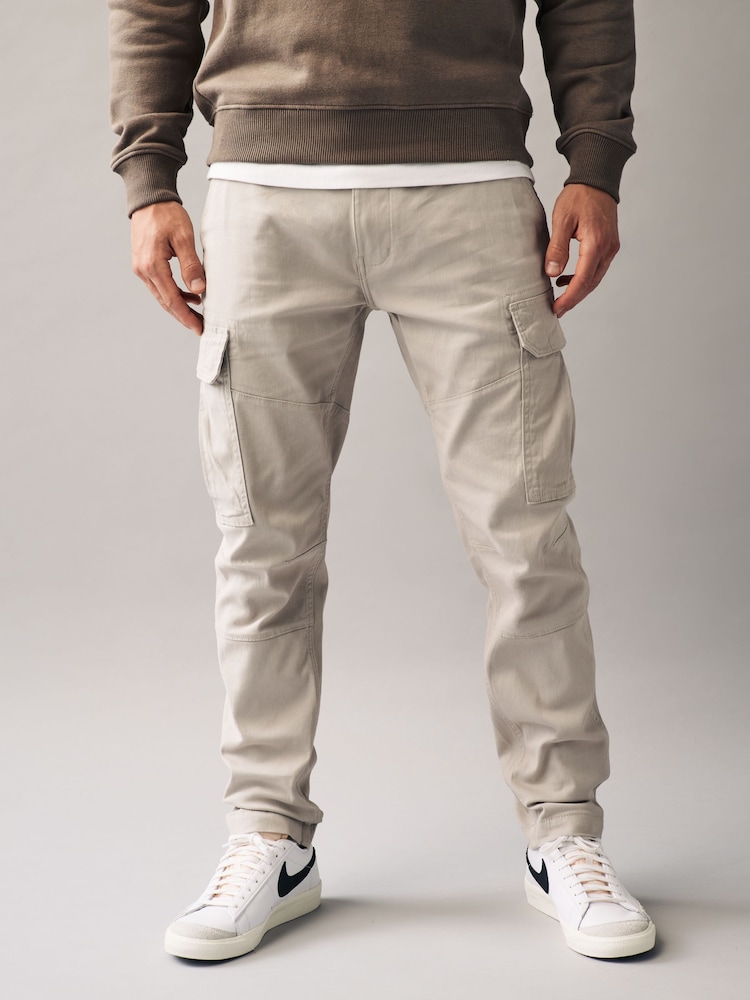Light Stone Slim Fit Cotton Stretch Cargo Trousers - Image 1 of 7