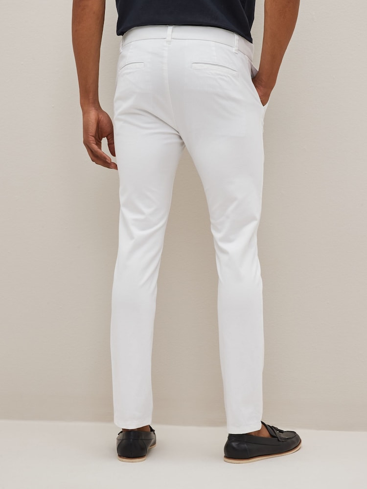 White Skinny Fit Stretch Chino Trousers - Image 3 of 6