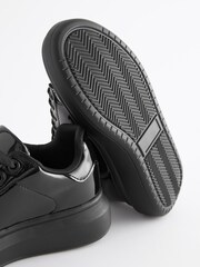 Black Patent Ribbon Lace Standard Fit (F) Chunky Trainers - Image 5 of 5