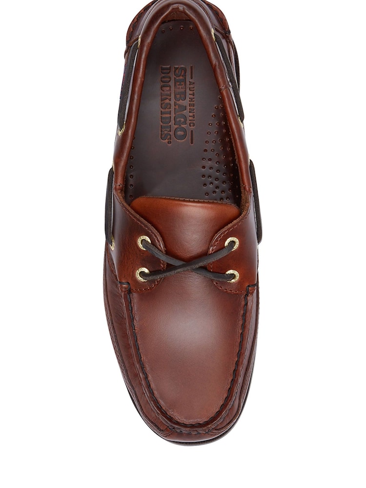 Sebago Brown Schooner Waxed Leather Boat Shoes - Image 3 of 3