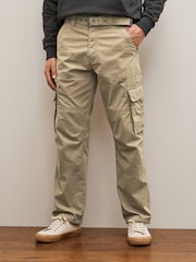 Stone Relaxed Fit Belted Tech Cargo Trousers - Image 1 of 8