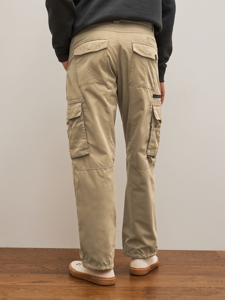 Stone Relaxed Fit Belted Tech Cargo Trousers - Image 2 of 8