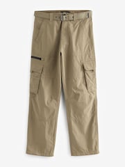 Stone Relaxed Fit Belted Tech Cargo Trousers - Image 5 of 8