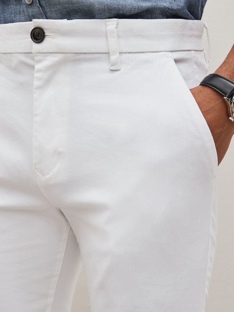 White Slim Fit Stretch Chinos Trousers - Image 4 of 7