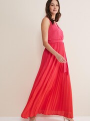 Phase Eight Red Piper Ombre Pleated Dress - Image 1 of 5