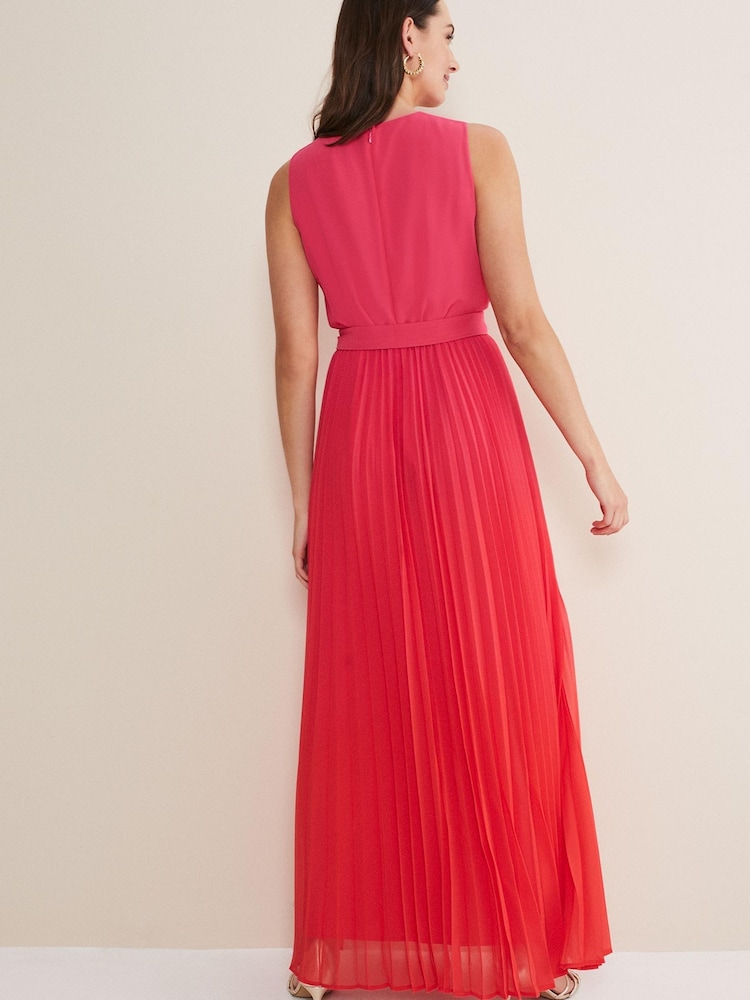 Phase Eight Red Piper Ombre Pleated Dress - Image 2 of 5