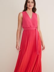 Phase Eight Red Piper Ombre Pleated Dress - Image 3 of 5