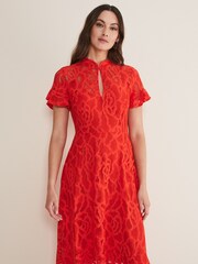 Phase Eight Red Lulu Lace Dress - Image 3 of 8