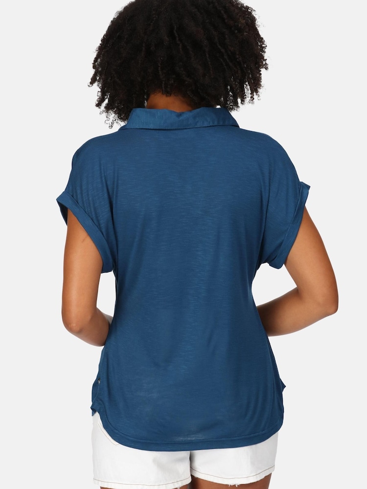 Regatta Blue Lupine Collard T-Shirt - Image 2 of 9