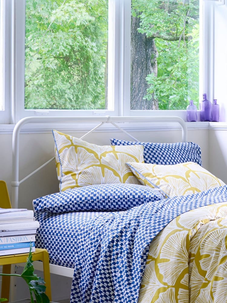 Novogratz Blue Petite Painted Check 100% Cotton Sheet - Image 2 of 4
