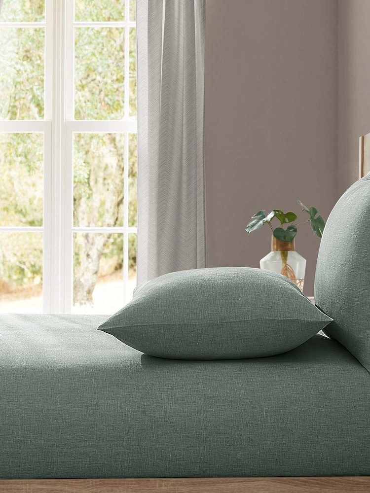 شرشف سرير بأستك من الكتان بنسبة 100% بتصميم باهت من Lazy Linen - صورة 1 من 4