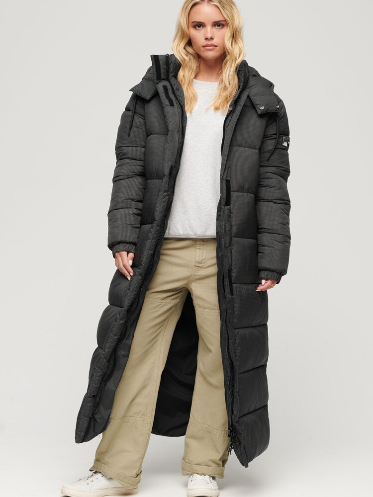 Superdry Black Ripstop Longline Puffer Jacket - Image 1 of 7