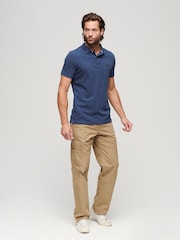 Superdry Blue Black Marl Classic Pique Polo Shirt - Image 2 of 3