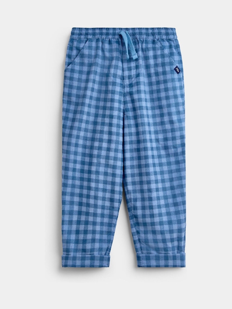 JoJo Maman Bébé Blue Gingham Relaxed Pull-Up Cord Trousers - Image 1 of 3 JoJo Maman Bébé Blue Gingham Relaxed Pull-Up Cord Trousers - Image 1 of 3