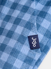 JoJo Maman Bébé Blue Gingham Relaxed Pull-Up Cord Trousers - Image 2 of 3