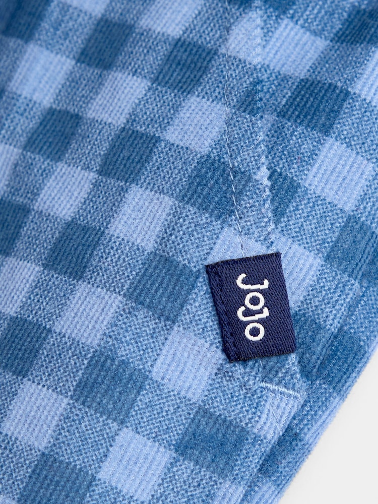 JoJo Maman Bébé Blue Gingham Relaxed Pull-Up Cord Trousers - Image 2 of 3 JoJo Maman Bébé Blue Gingham Relaxed Pull-Up Cord Trousers - Image 2 of 3