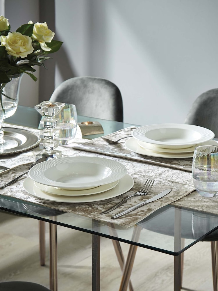 Catherine Lansfield Set of 2 Natural Crushed Velvet Placemats - Image 1 of 2