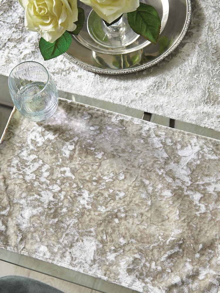 Catherine Lansfield Set of 2 Natural Crushed Velvet Placemats - Image 2 of 2