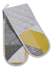 Catherine Lansfield Yellow Larsson Geo Double Oven Glove - Image 1 of 2
