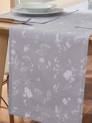 Catherine Lansfield Grey Meadowsweet Floral 100% Cotton Table Runner - Image 1 of 3